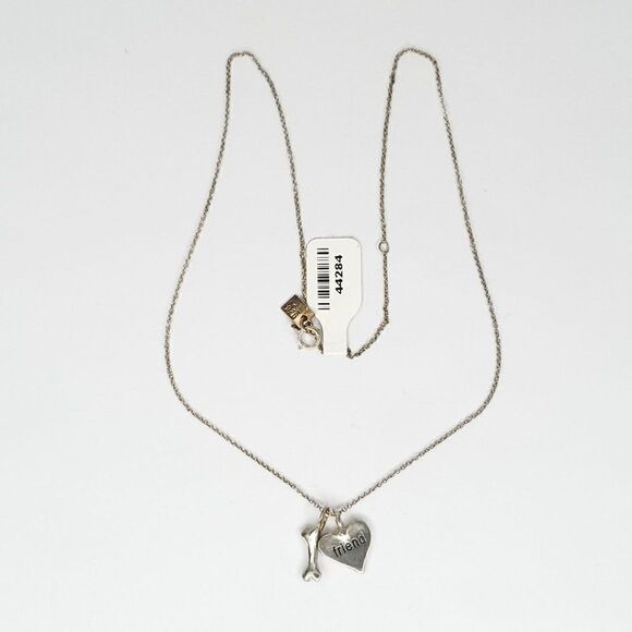 NEW B.U. Be You Sterling Silver Necklace Dogs Best Friend Heart Bone Charms - Picture 3 of 4